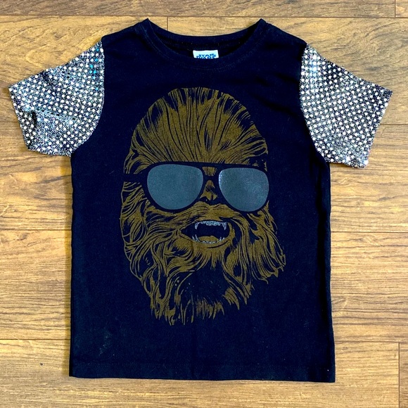 Girls Chewbacca Star Wars Shiny Sleeves Cute Shirt - Picture 1 of 1